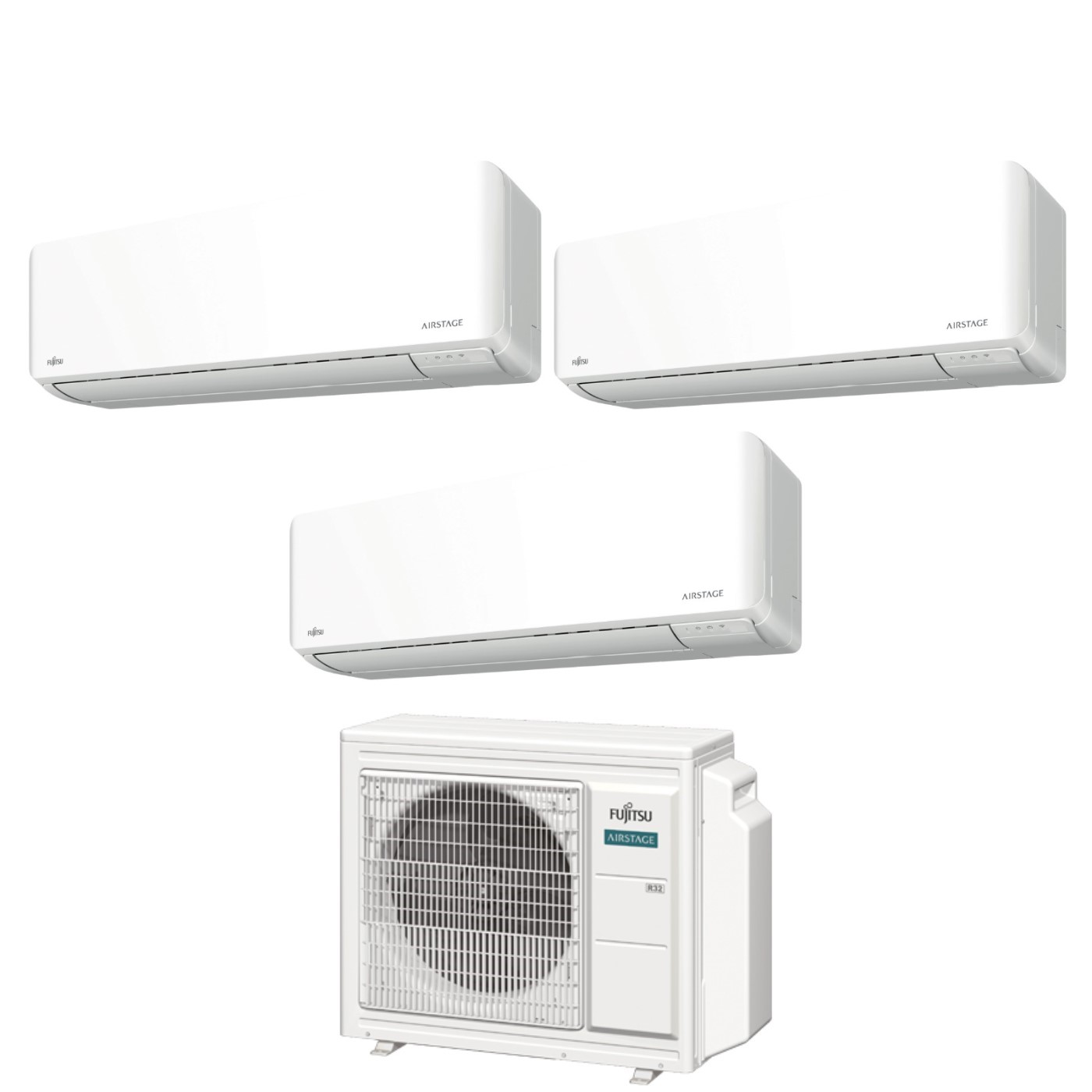 Climatizzatore Condizionatore Fujitsu Trial Split Inverter serie KM AIRSTAGE 9+9+12 con AOEG24KBCA3 R-32 Wi-Fi Integrato 9000+9000+12000