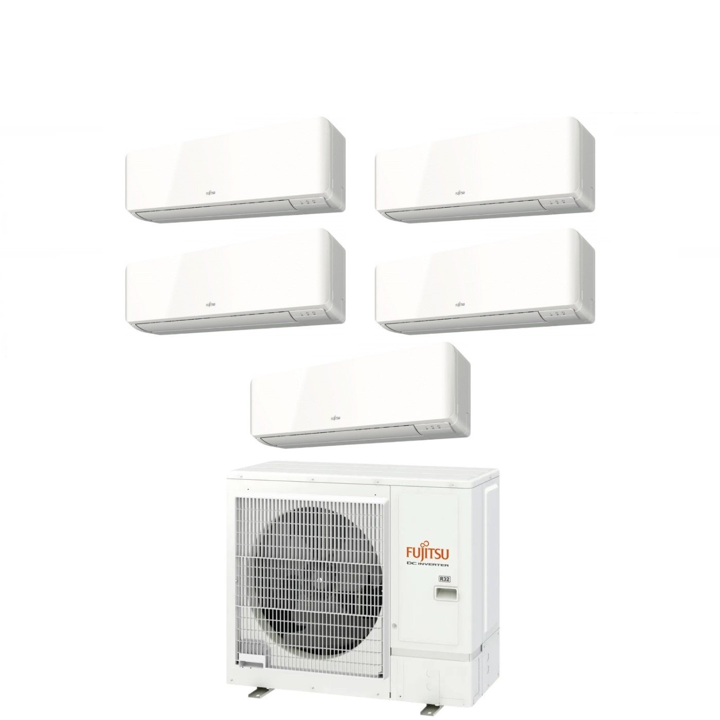 Climatizzatore Condizionatore Fujitsu Penta Split Inverter serie KM AIRSTAGE 9+9+12+12+12 con AOEG36KBTA5 R-32 Wi-Fi Integrato 9000+9000+12000+12000+12000