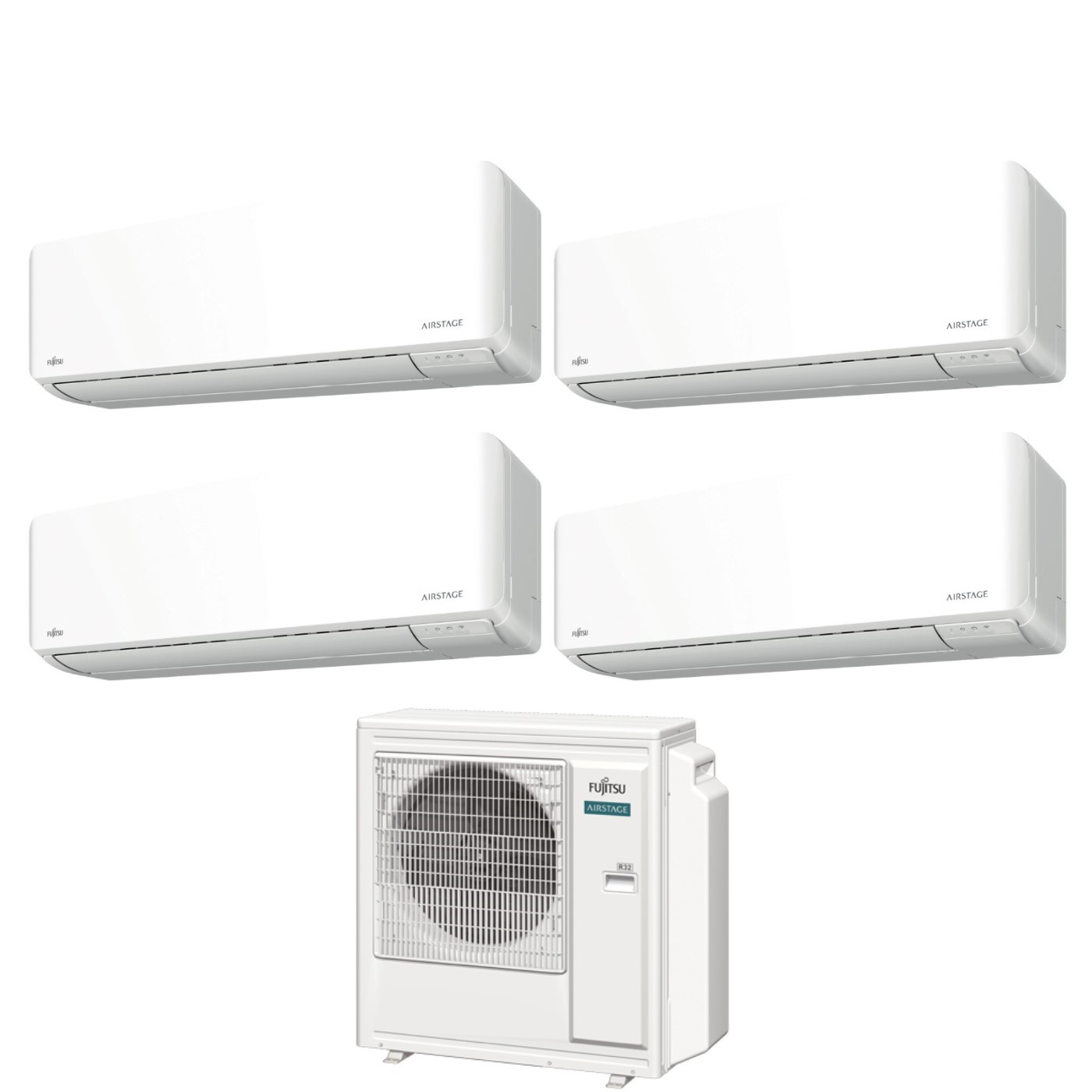 Climatizzatore Condizionatore Fujitsu Quadri Split Inverter serie KM AIRSTAGE 9+9+12+14 con AOEG30KBTA4 R-32 Wi-Fi Integrato 9000+9000+12000+14000