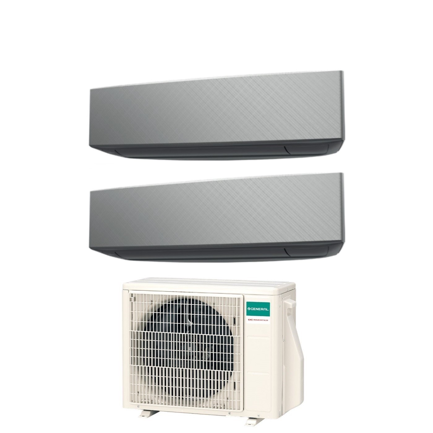 Climatizzatore Condizionatore General Fujitsu Dual Split Inverter serie KETA SILVER 9+12 con AOHG18KBTA2 R-32 Wi-Fi Optional 9000+12000 Colore Argento - Novità