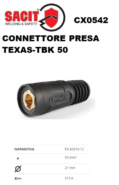 TEXAS TBK CONNETTORE FEMMINA PRESA PER GIUNZIONE CAVI DI SALDATURA