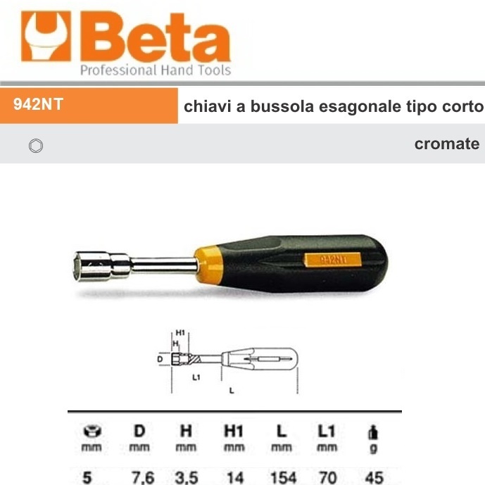 942NT CHIAVI A BUSSOLA ESAGONALE TIPO CROMATE corto