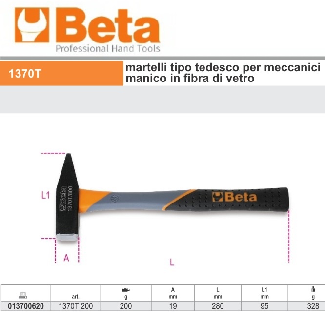 1370T MARTELLI TIPO TEDESCO CON MANICO IN FIBRA DI VETRO