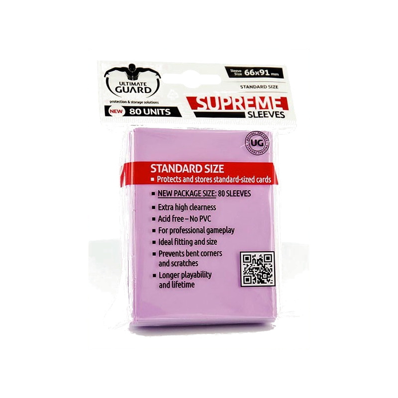 80 Bustine Proteggi Carte Rosa Standard Ultimate Guard 66X91mm Magic Mtg