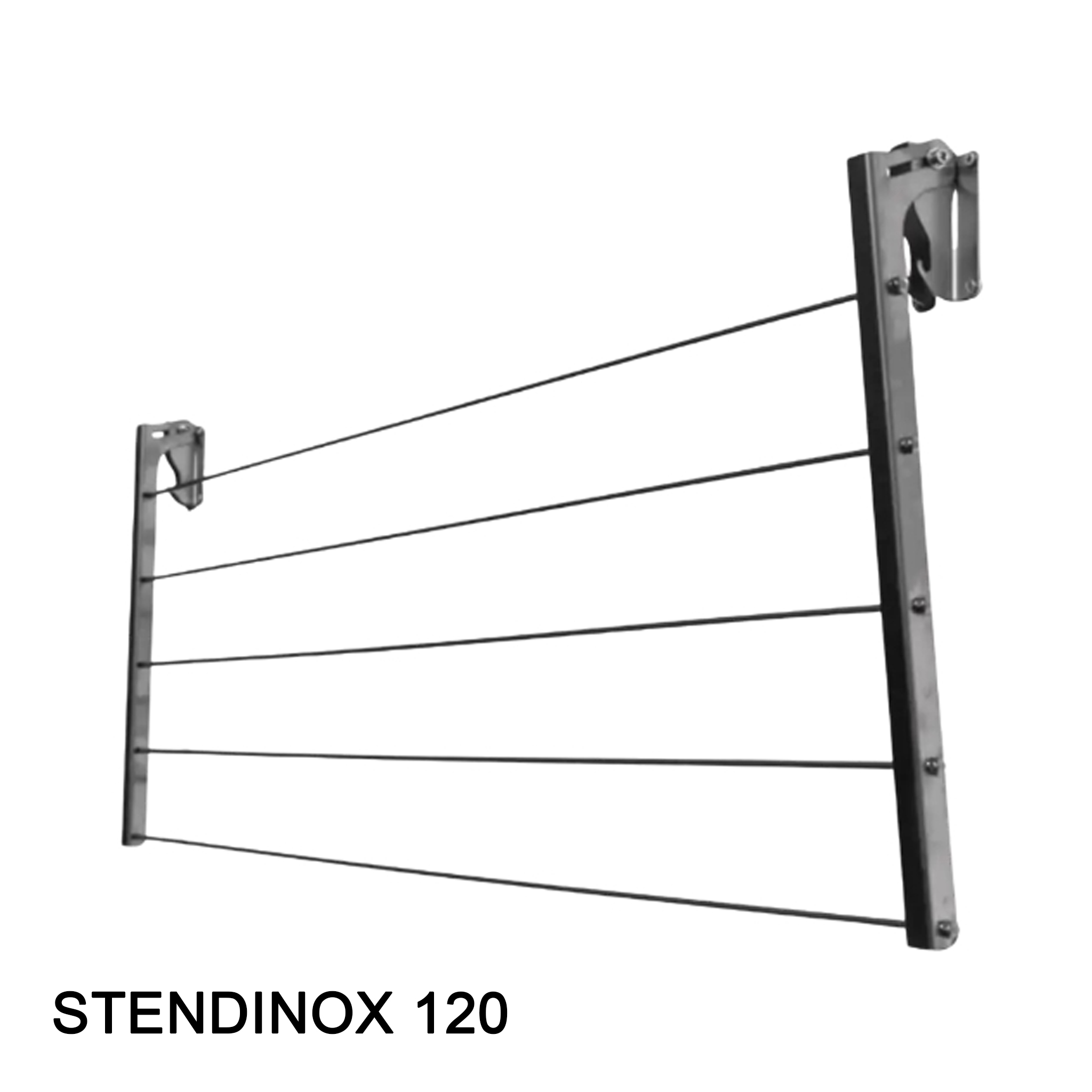 STENDINOX 120 cm Stendibiancheria da Esterno da Parete Stendino Balcone Stendi Biancheria in Acciaio Inox Retrattile Anti-Ruggine Anti-Corrosione Resi