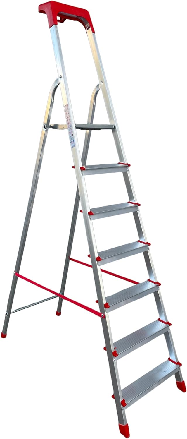 Scala A 3 Gradini In Alluminio - Portata 150 Kg, Certificata EN 131, Made In Italy