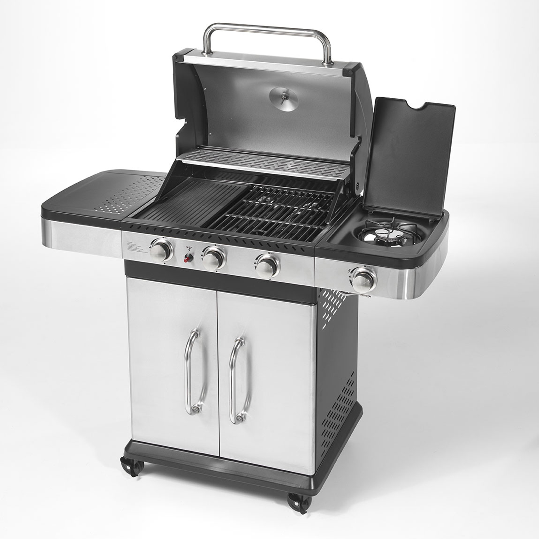 Image of Barbecue Ompagrill Gas Indianapolis 4 Titanium acciao inox coperchio con termometro