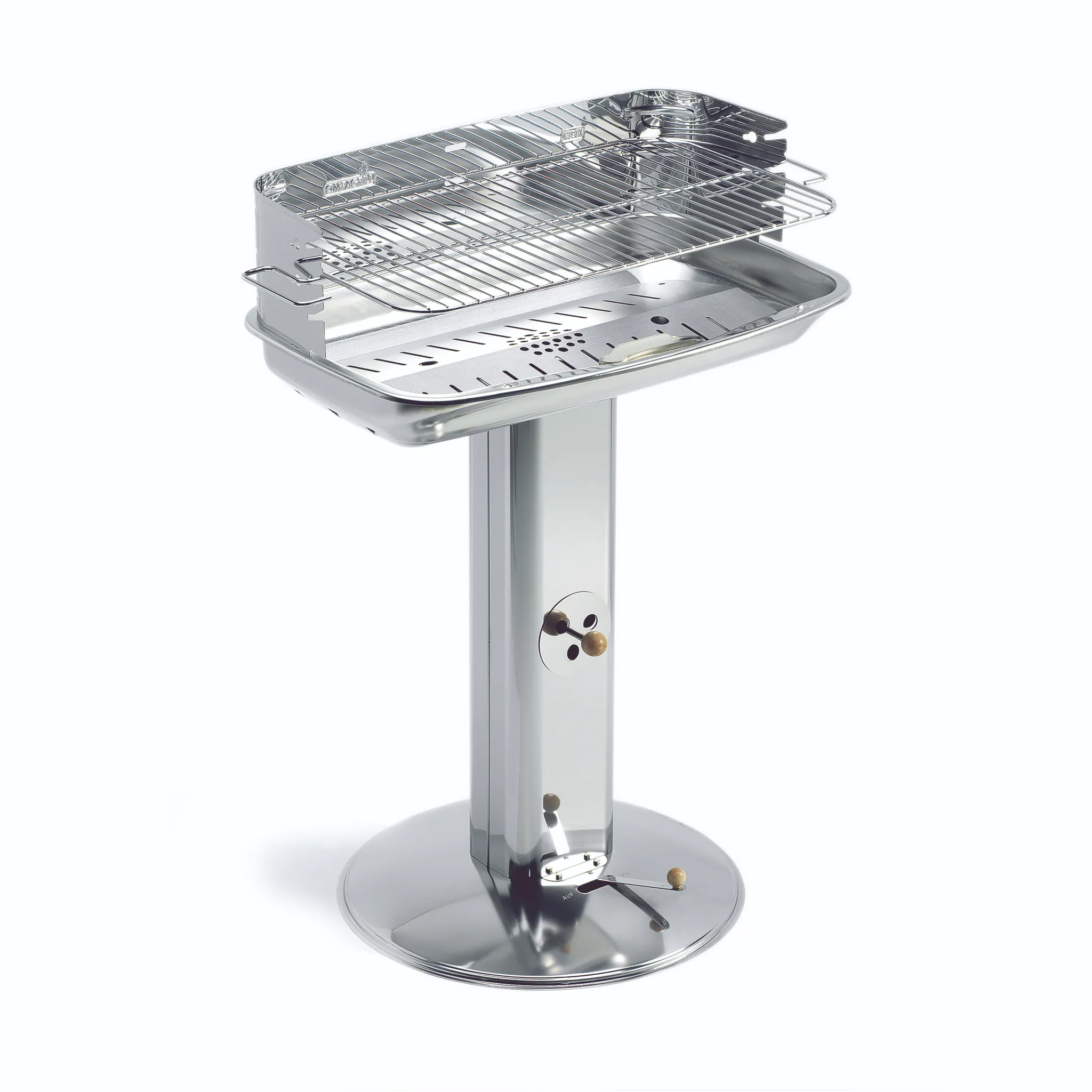 Image of Barbecue A Colonna In Acciaio Con Griglia Regolabile Ventilazione Colonna 60415
