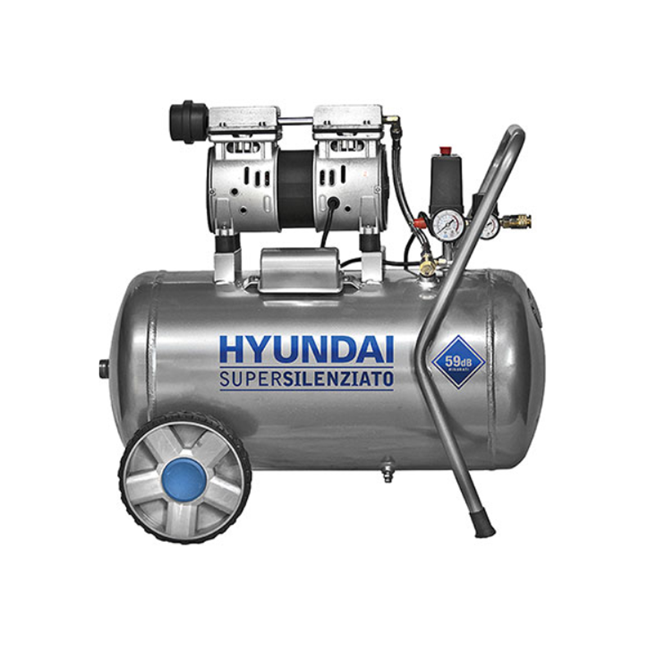 Image of Compressore Silenziato 50 Lt Portatile Senza Olio - Hyundai 65701