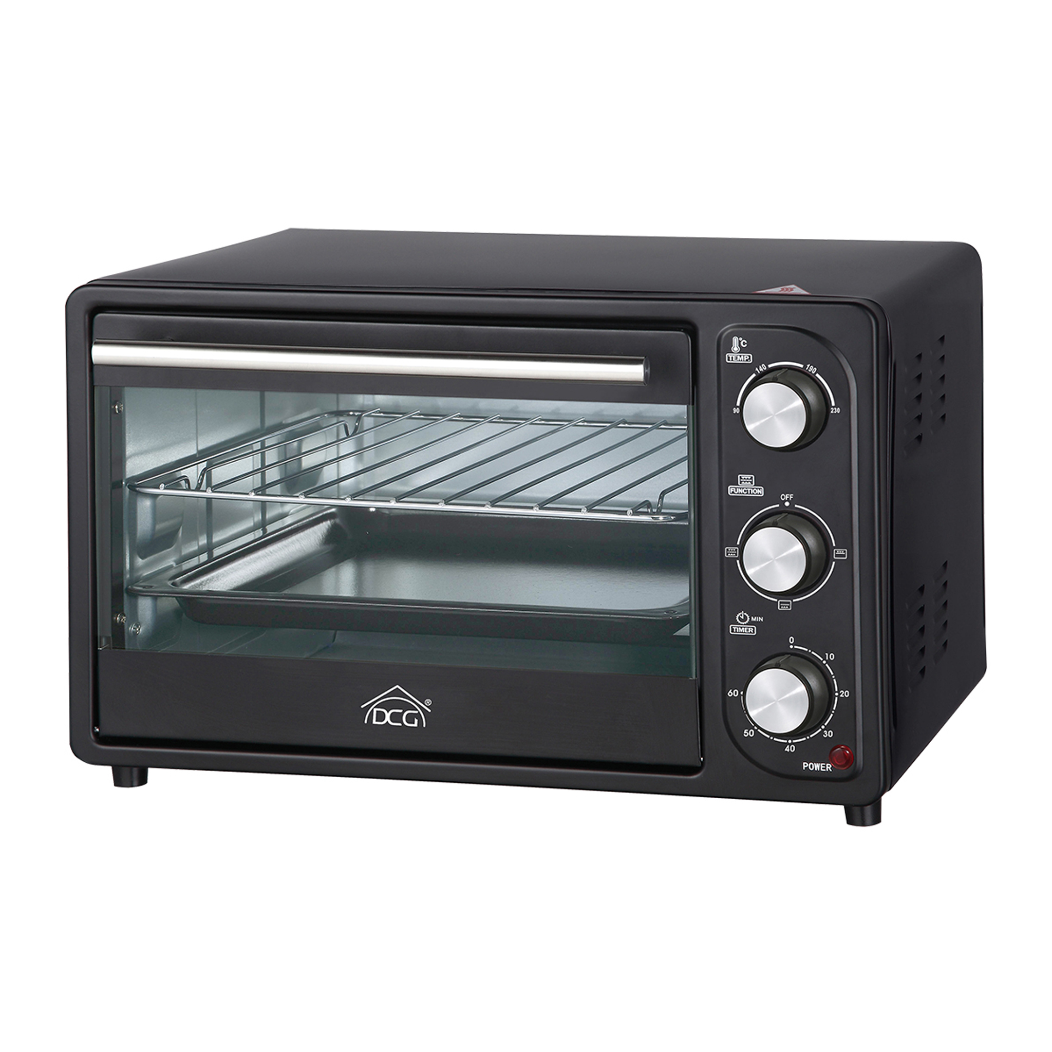 Image of Forno elettrico ventilato 16 litri con termostato regolabile DCG MB9803N 3 Posizioni di cottura, 100°-230°, Timer 60 minuti