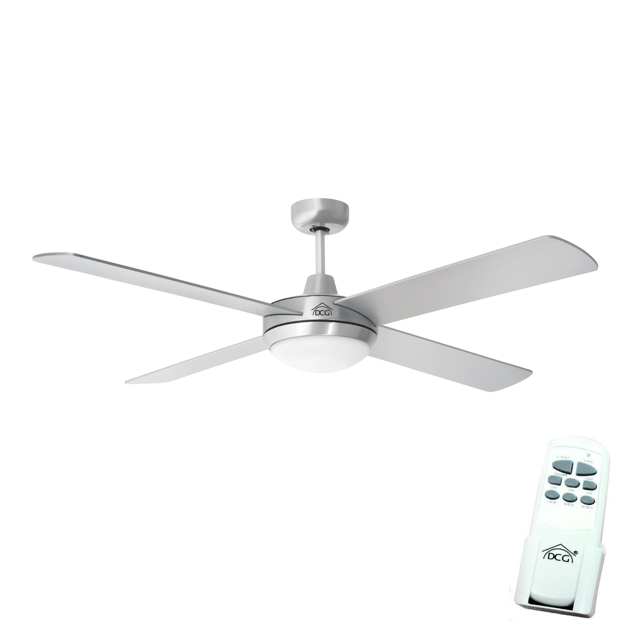 Image of DCG VE40 VENTILATORE DA SOFFITTO 4 PALE MINIMA RUMOROSITA&#39; CON PORTALAMPADA INCLUSO ATTACCO E27 - TELECOMANDO IN DOTAZIONE PER ACCENSIONE REGOLAZIONE VELOCITA&#39;LARGHEZZA PALE 130CM (SINGOLA PALA 50CM)