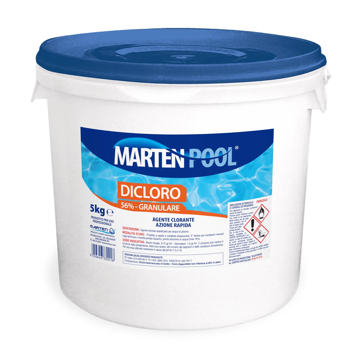 Image of Dicloro 56% granulare 5kg | Agente clorante stabilizzato per acque di piscina