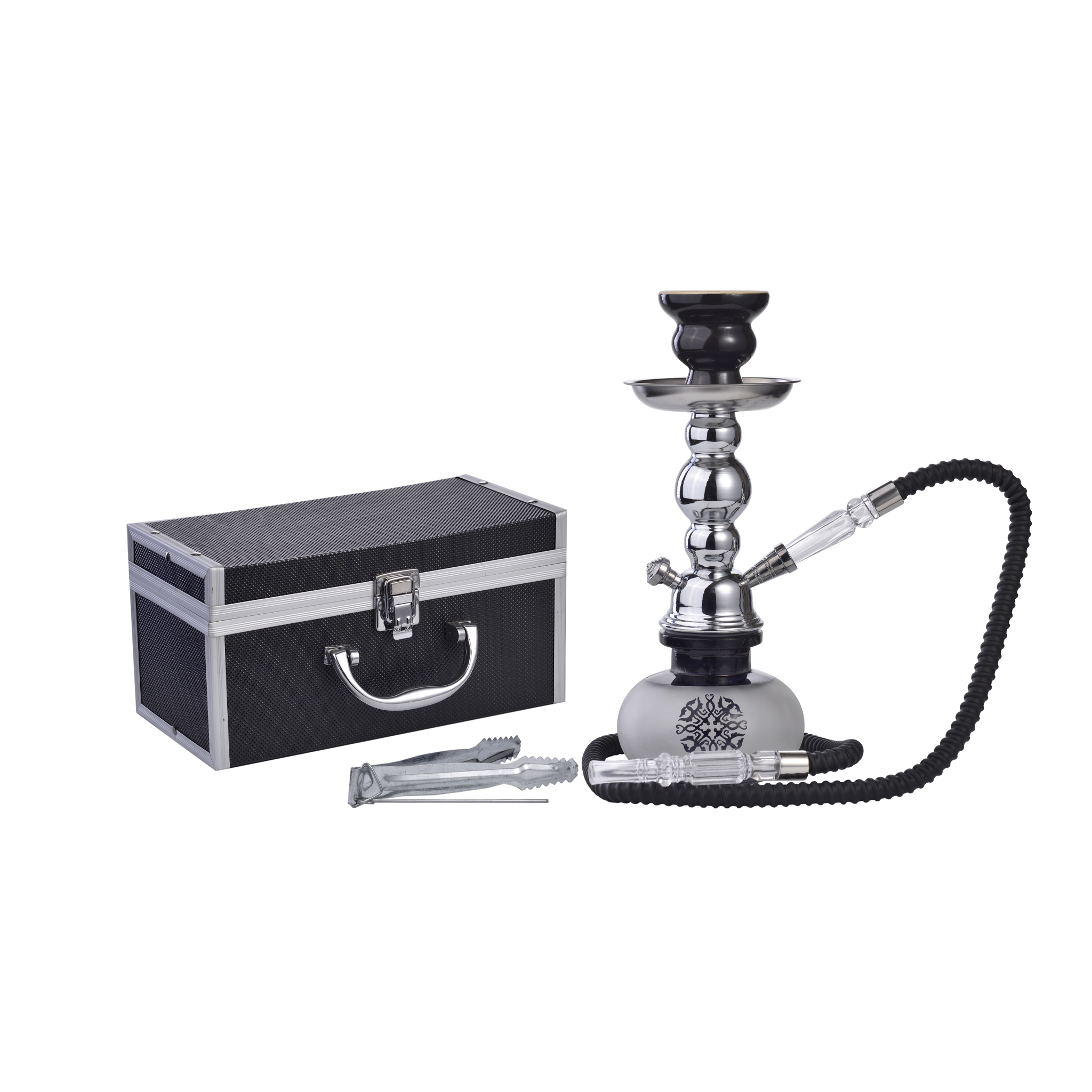 Bong Per Narghilè In Metallo E Alluminio 25cm Con Scatola Portaogetti - 40447678
