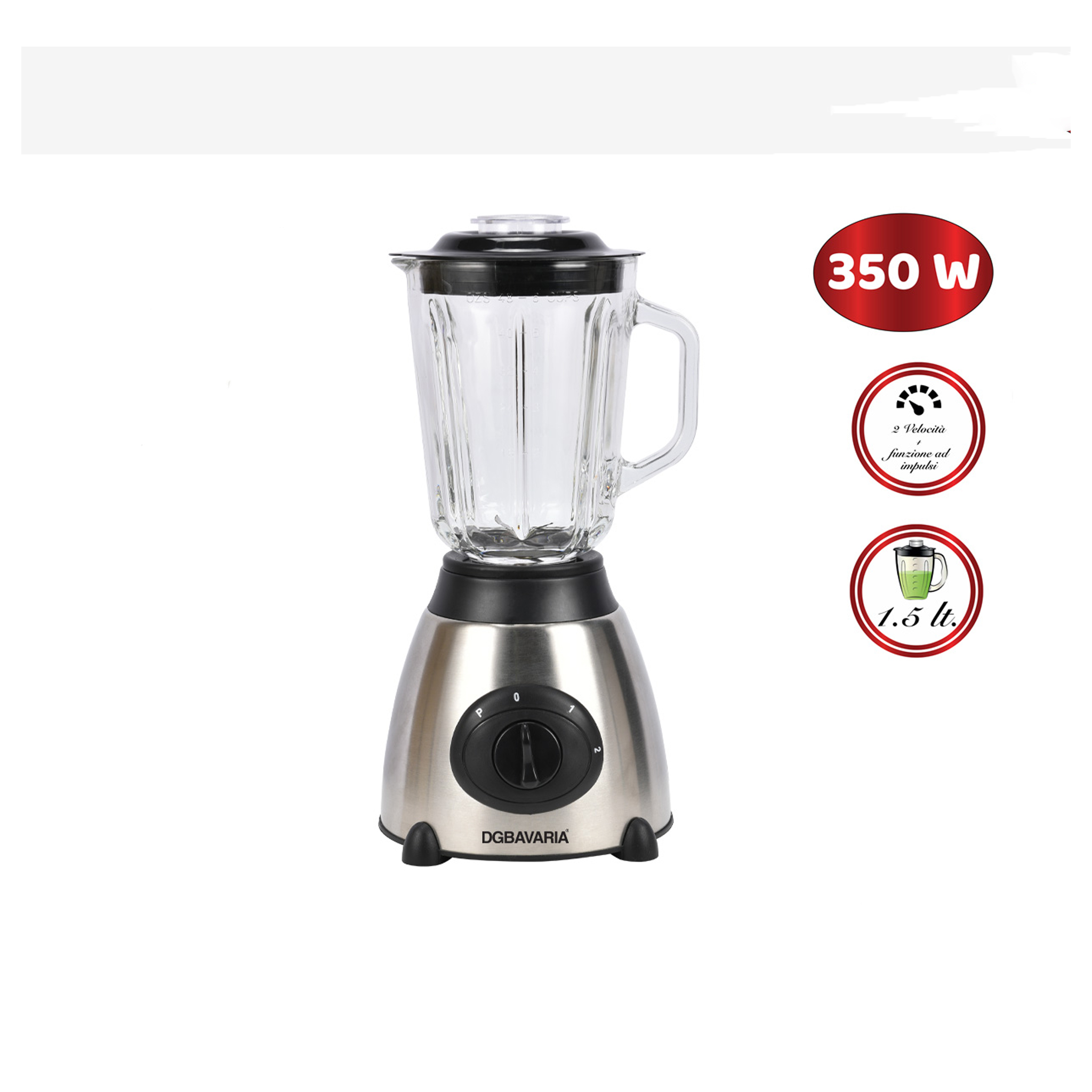 Frullatore In Acciaio A 2 VelocitÃ e Funzione Ad Impulsi 1,5lt 350W