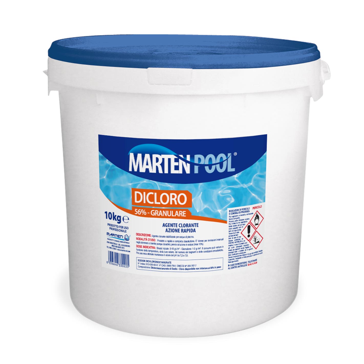 Image of Dicloro 56% granulare 10kg | Agente clorante stabilizzato per acque di piscina