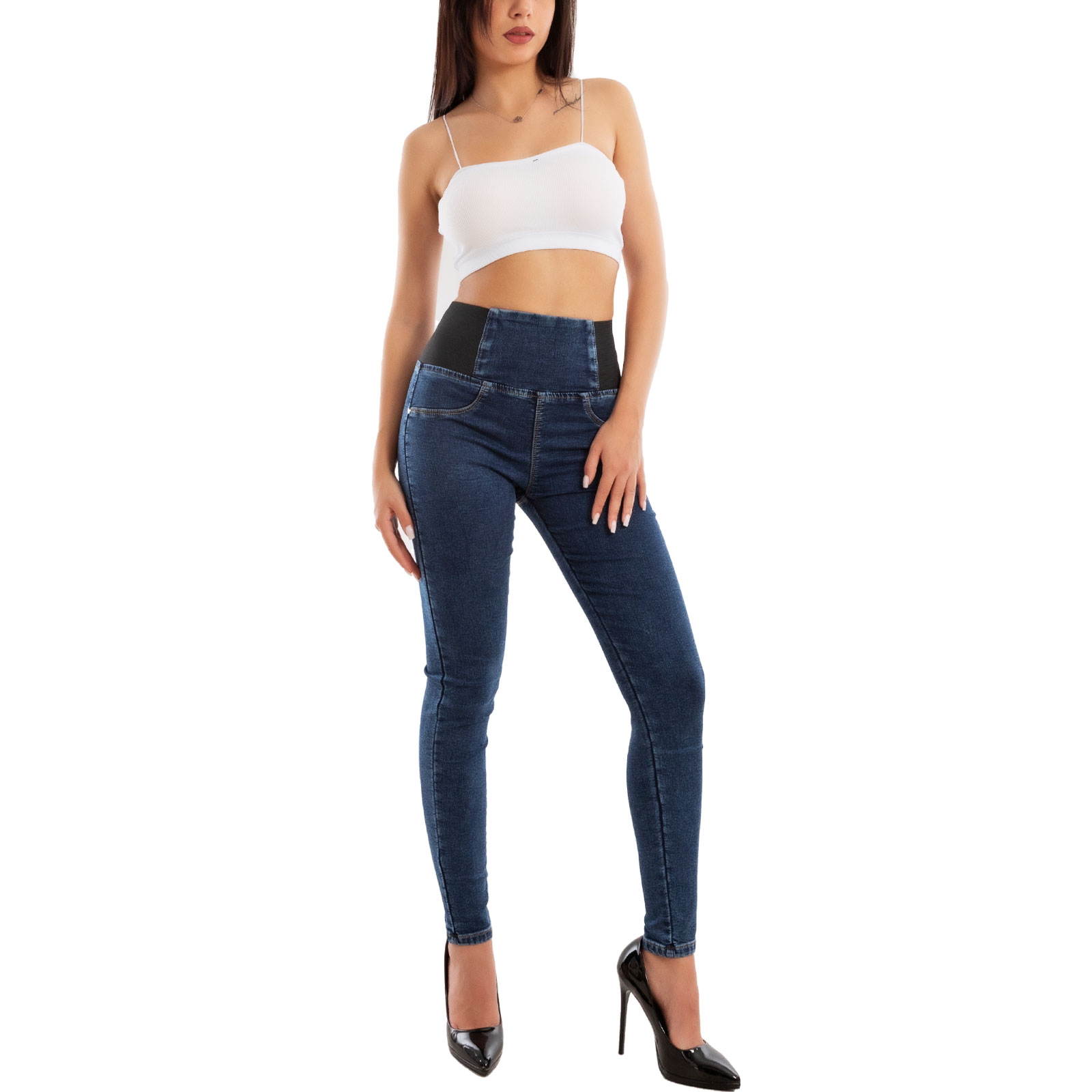 Jeans Skinny Taille Haute Pour Femme - Confort Stretch, Coupe Slim Fit - Noir, Bleu, Vintage