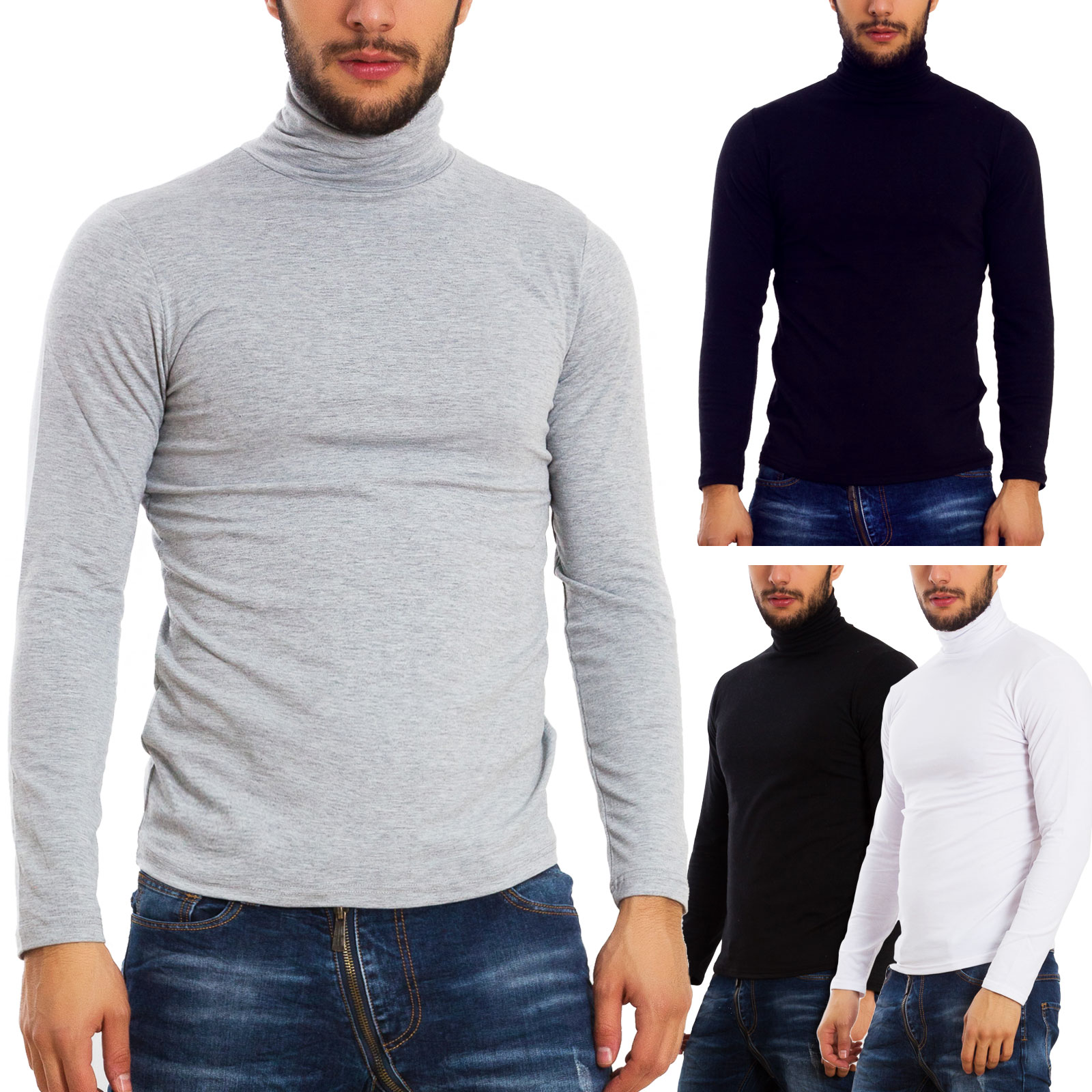 Lupetto uomo maglia manica lunga dolcevita felpato collo alto TOOCOOL A6957