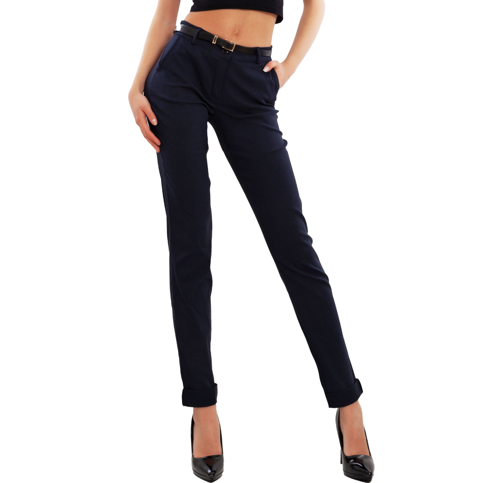 Pantaloni donna classici eleganti tasche cintura vita bassa TOOCOOL VB-2825-1 