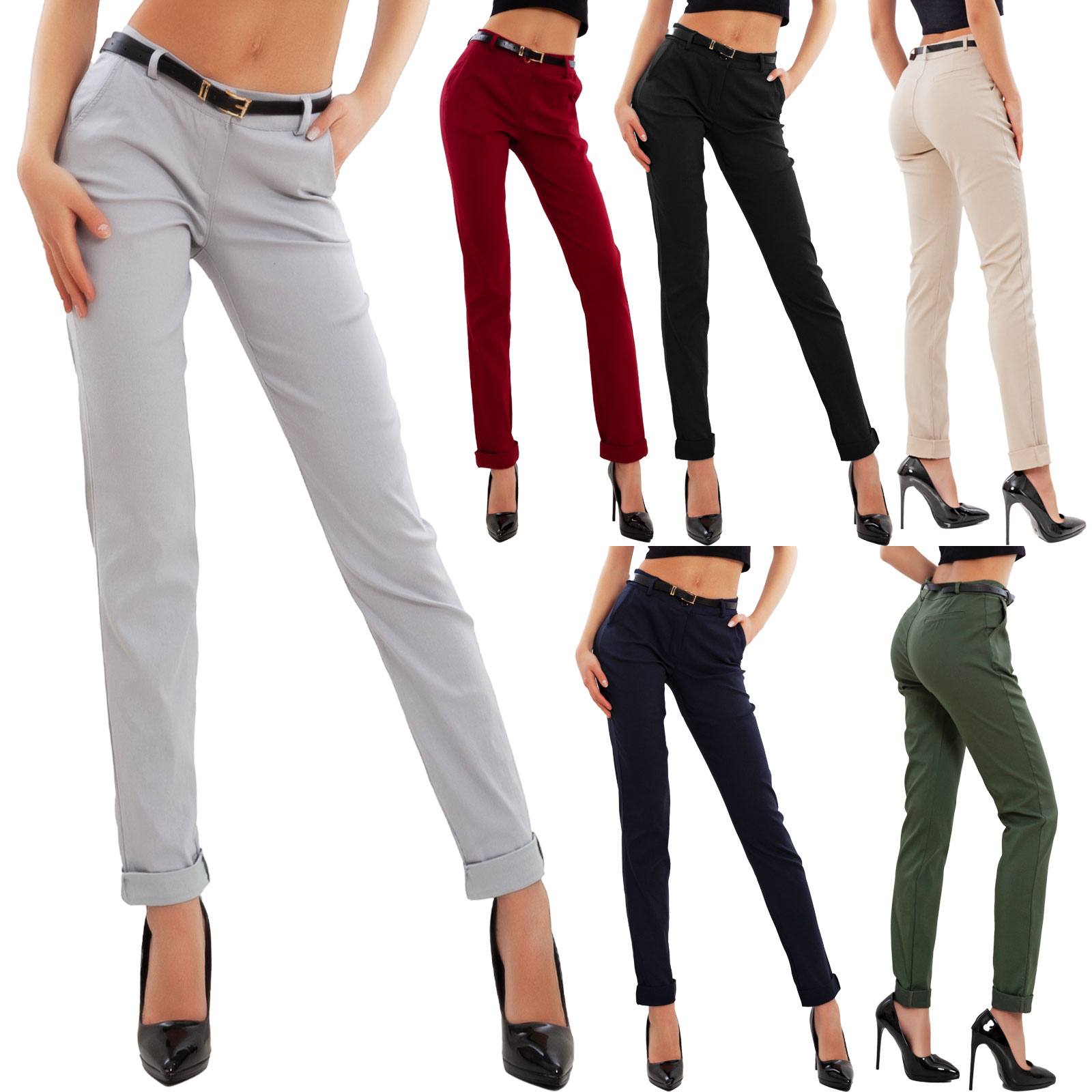 Pantaloni donna classici eleganti tasche vita bassa cintura TOOCOOL AS-28251