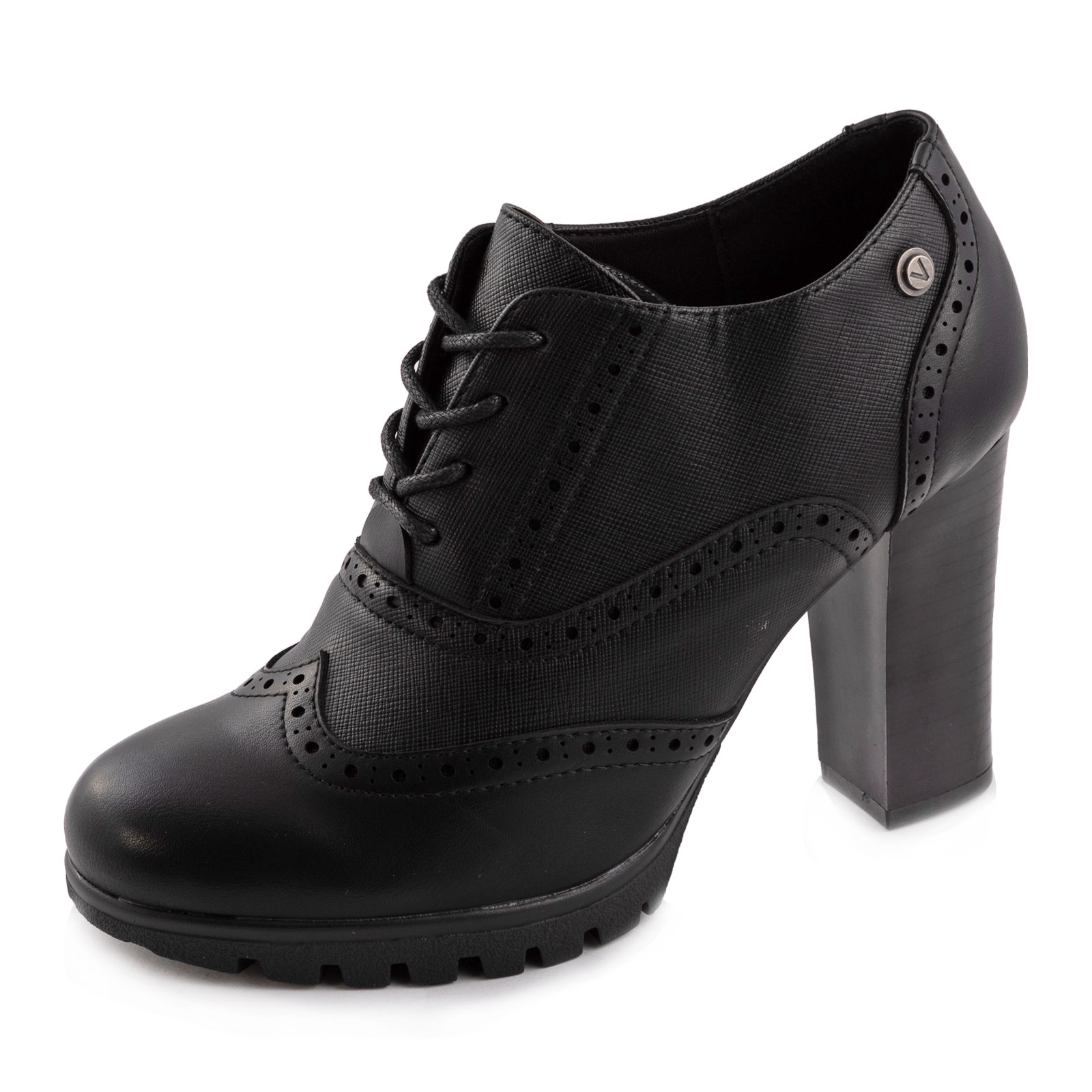 SHEMEE Scarpe Donna In Pizzo E Tacco Grosso 5,5 Cm - Stringate Oxford, Punta Tonda, Lavoro, Ufficio, Vestibilità Comoda