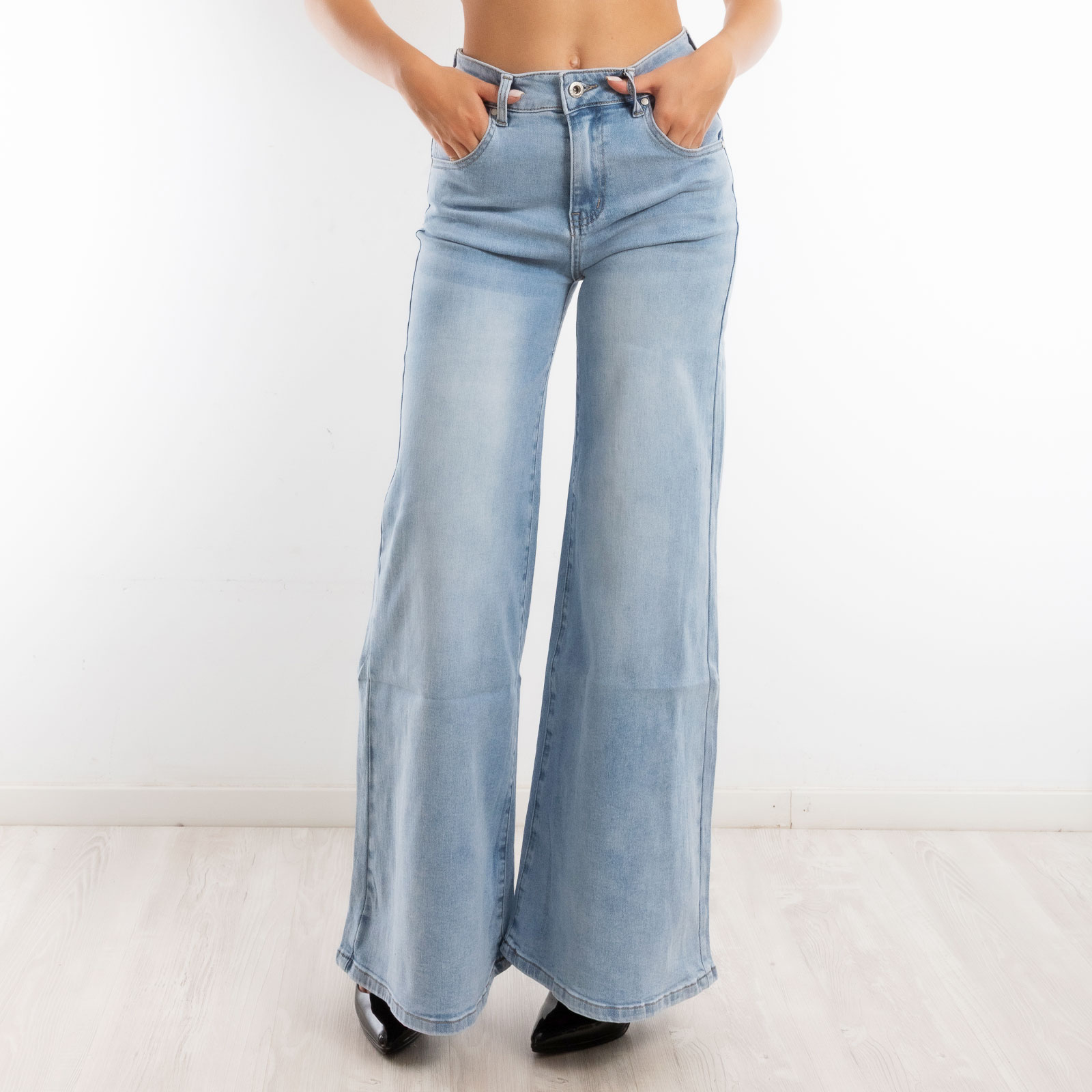 Pantaloni A Campana Bambina Freebily - Denim Strappato, Gamba Larga, Vita Alta, Elasticizzati - Foto 7