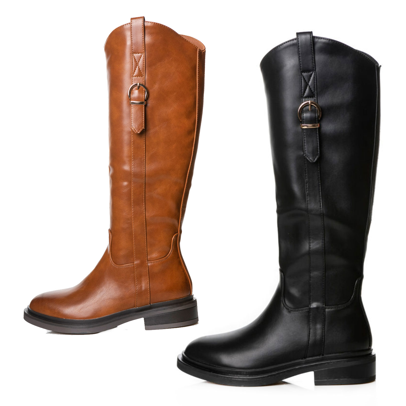 Stivali Alti al Ginocchio Donna Stivali Cavallerizza Fibbia TOOCOOL D7977