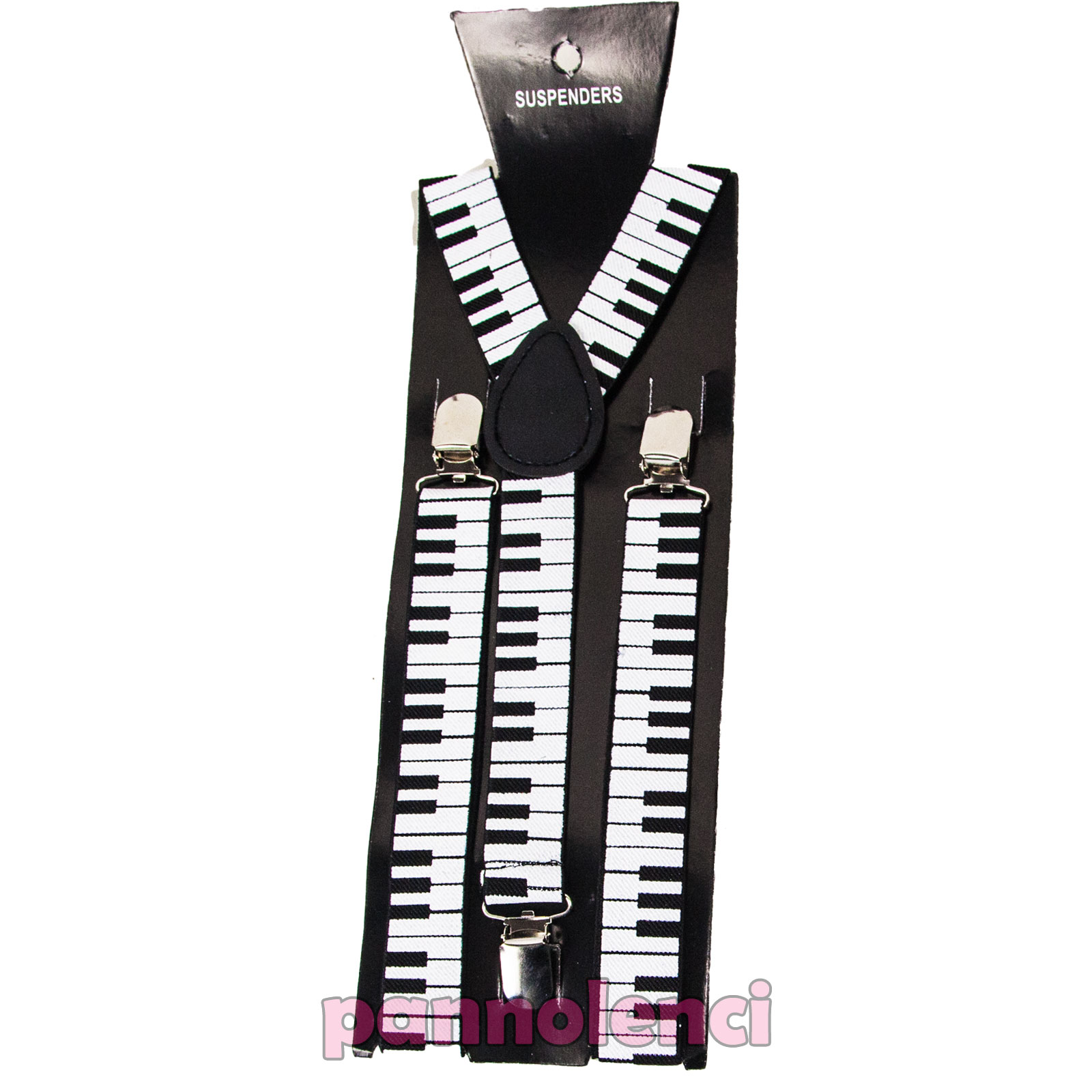 Bretelle Regolabili Uomo Donna MADE IN ITALY Con Clips Metallo Rinforzato – Nero, Larghezza 2,8 Cm, Misura 80-130 Cm