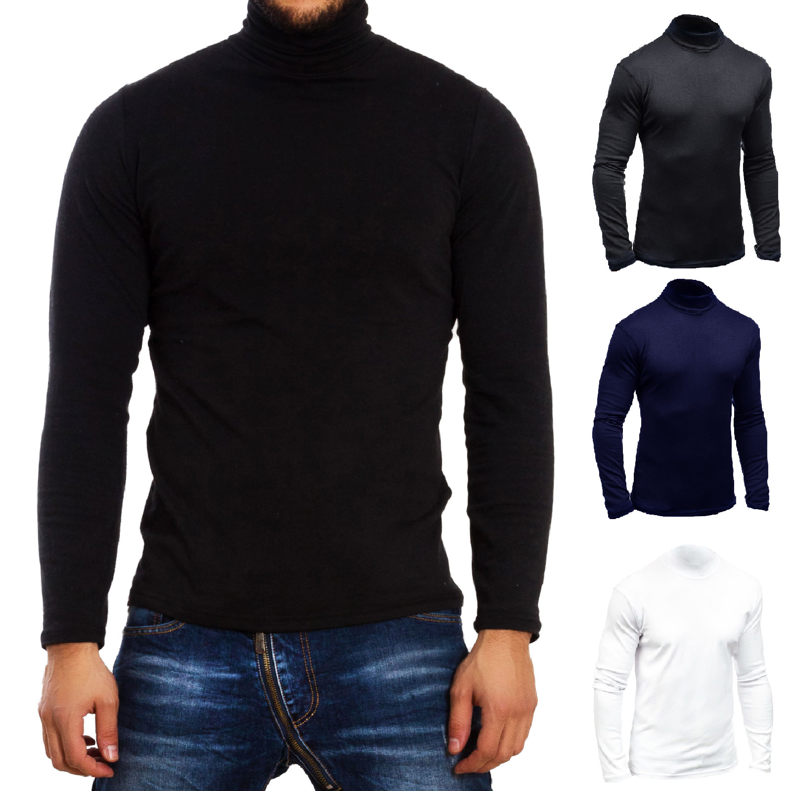 Pullover Herren Rolli Stehkragenpullover Plüsch Hals Hoch Lange