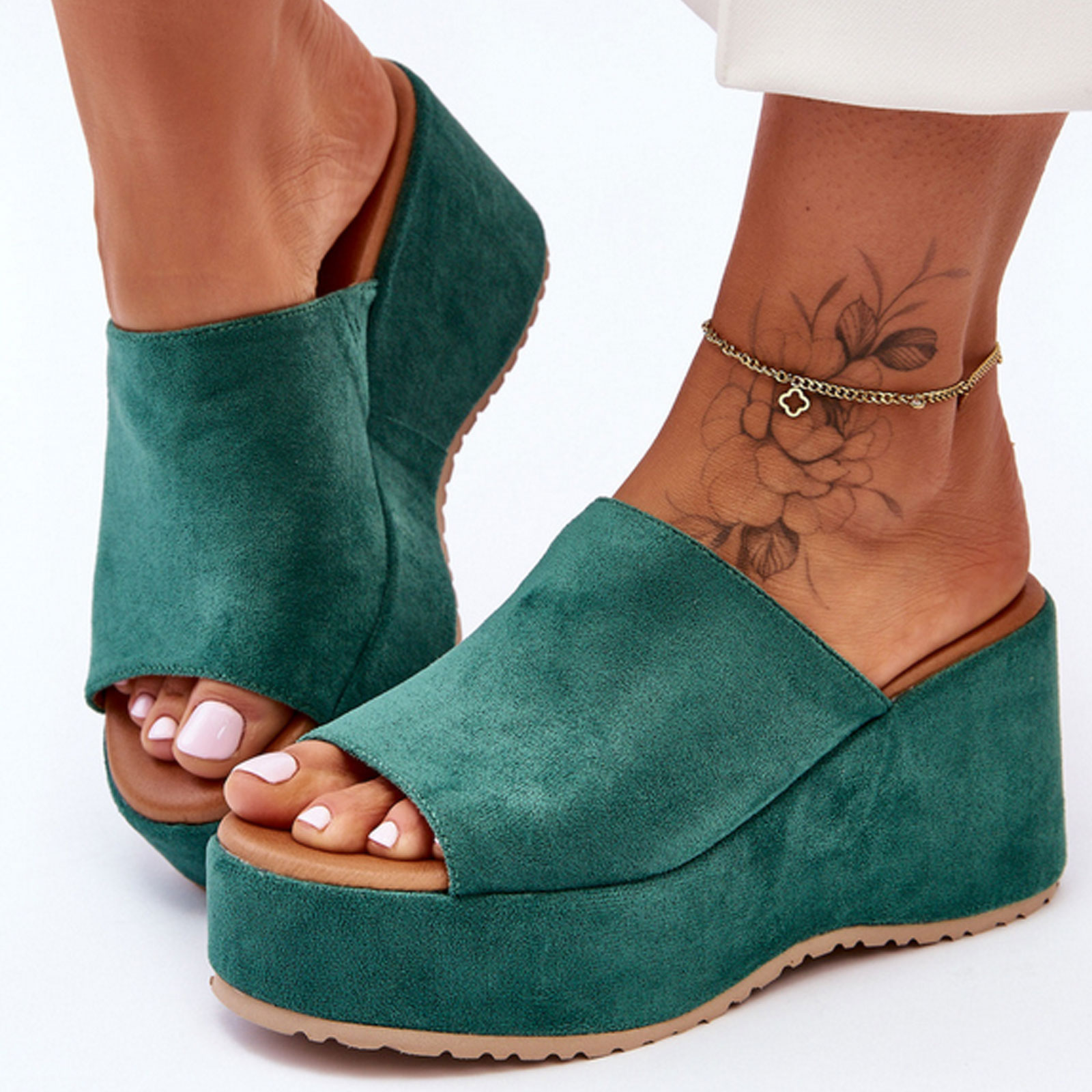 Sabot Donna Sandali Scamosciati Zeppa Flatform Fascia Eleganti TOOCOOL HD055-181