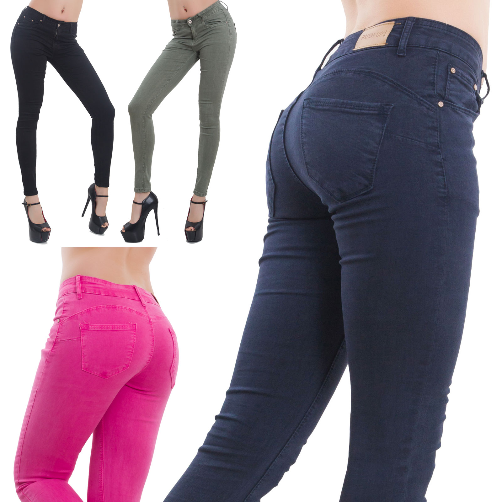 Jeans donna pantaloni skinny slim elasticizzati push up aderenti curvy K5779