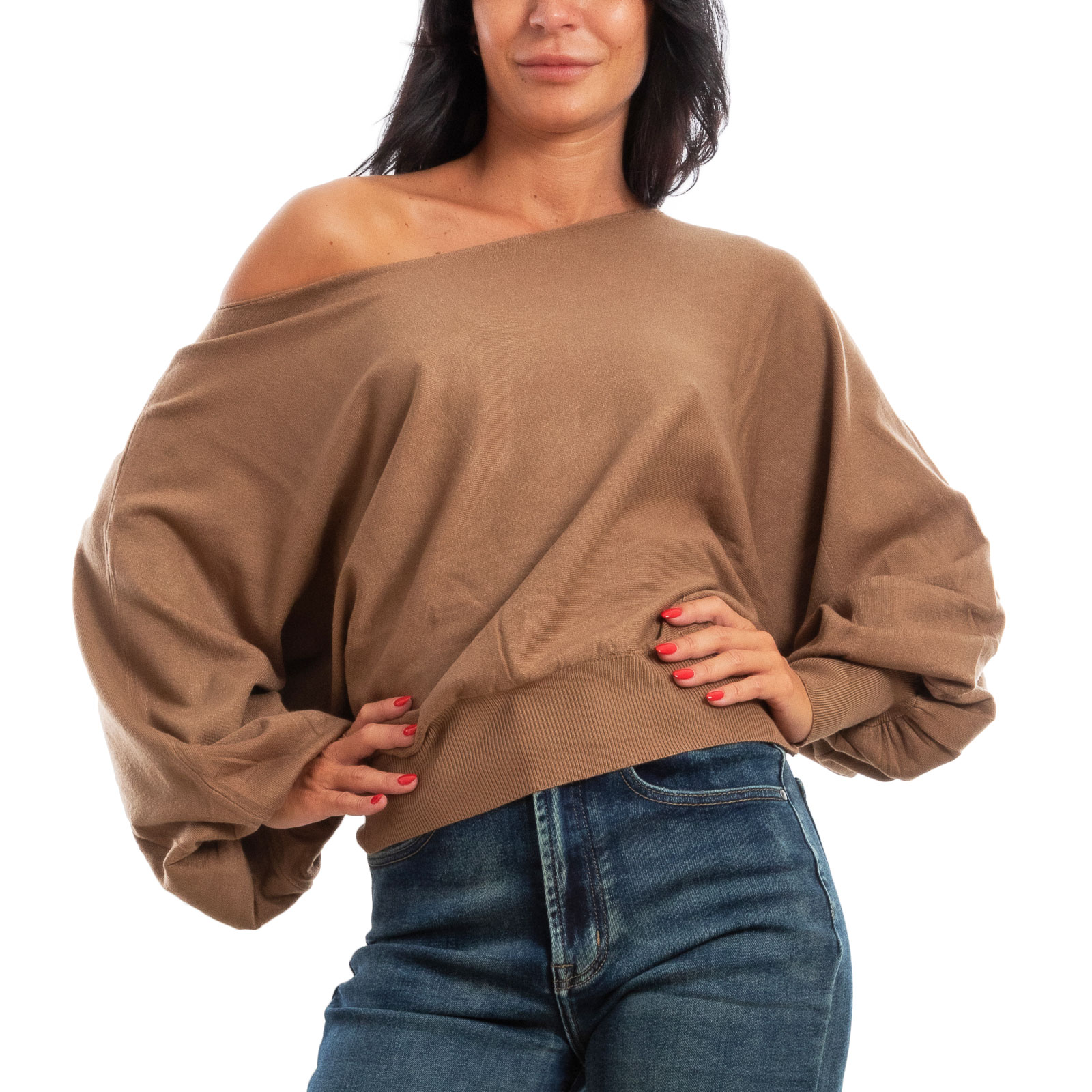 Maglione da donna, con collo alto, a maniche pipistrello, a maniche lunghe, per autunno e inverno, a maglia, verde, XL