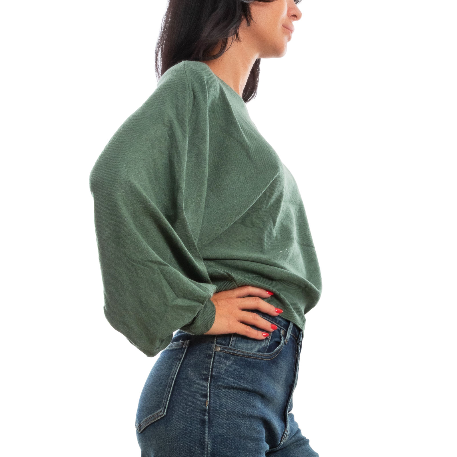 Maglione da donna oversize a maniche pipistrello, a collo alto, alla moda invernale, comodo e morbido lavorato a maglia, cachi, L