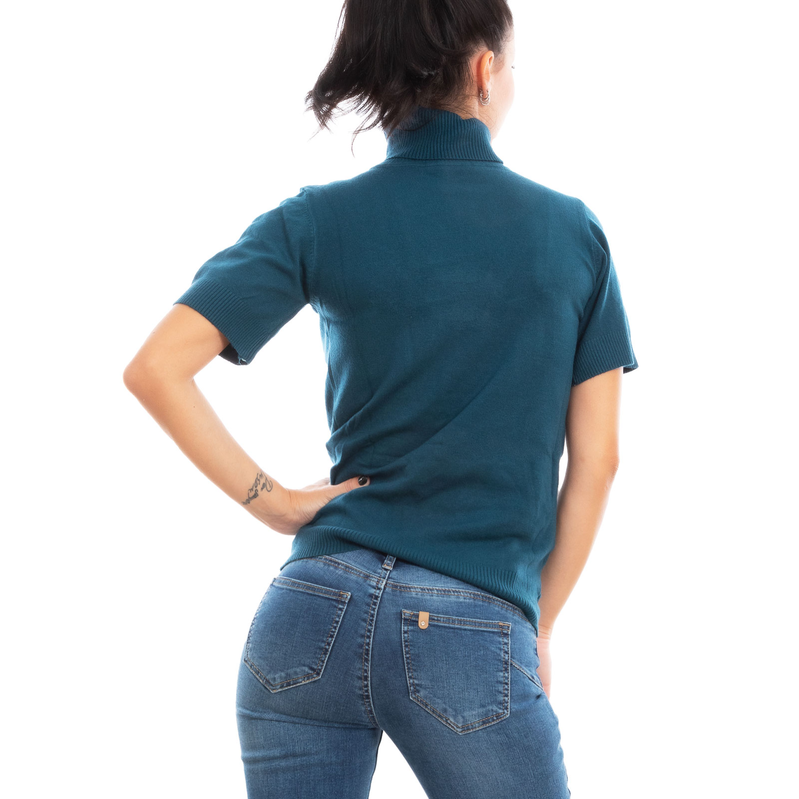 Maglione dolcevita a coste da donna cammello 5809 CAMMELLO