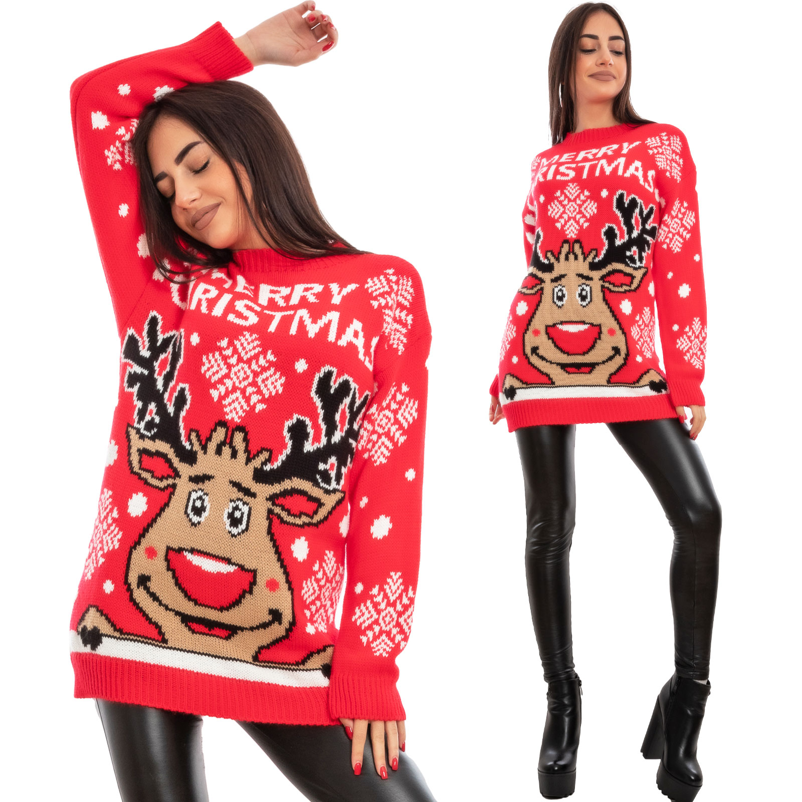 Maglione natalizio stampato albero di Natale - Rosso - Donna - 13.00 Maglione natalizio stampato albero di Natale - Rosso - Donna - 13.00