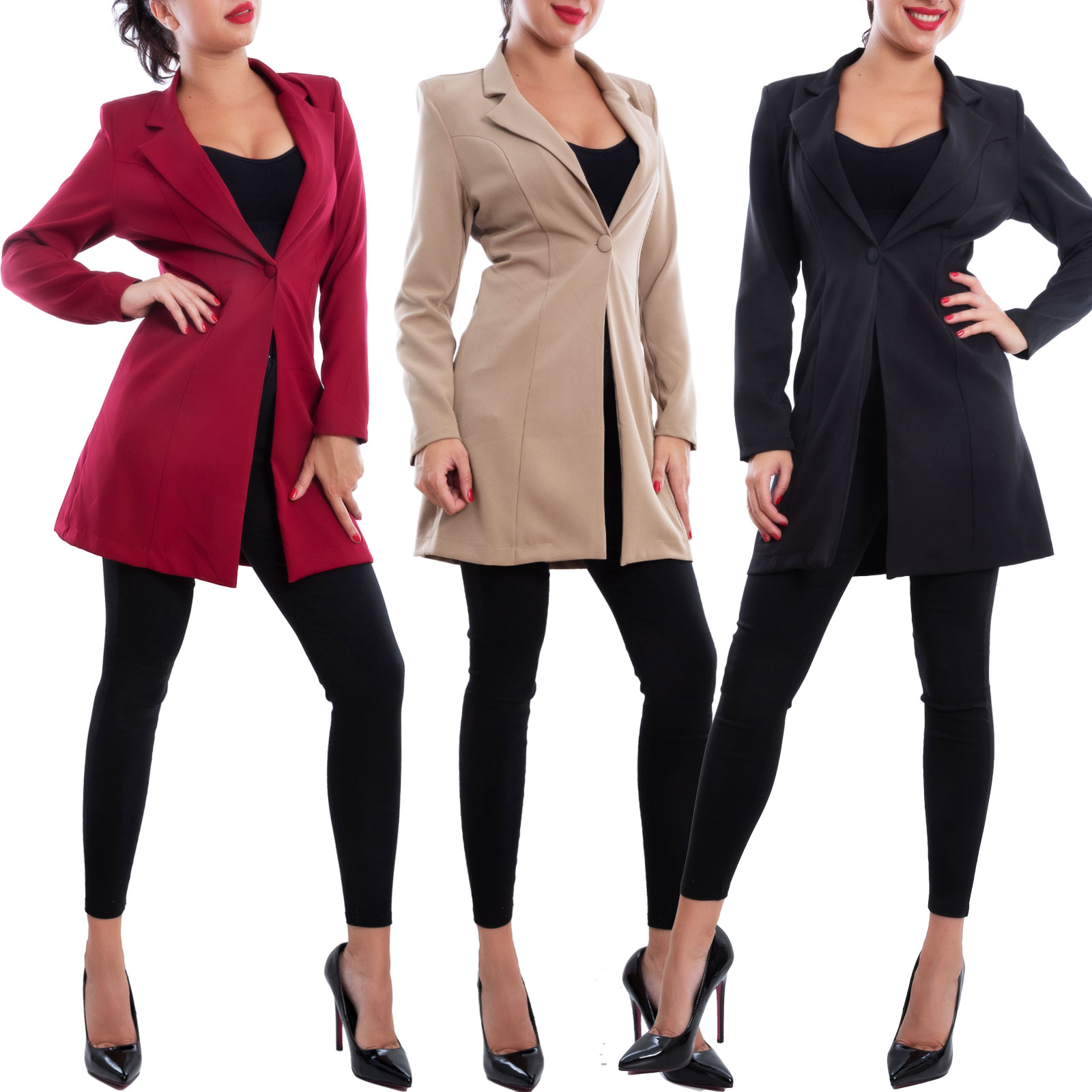 Blazer Donna Estivo, Giacca da Donna Primaverile Giacca da Abito Elegante Manica 3/4 Blazer Jersey Slim Fit con Bottone Classico Cappotto Corto Tailleur Donna Eleganti Cerimonia