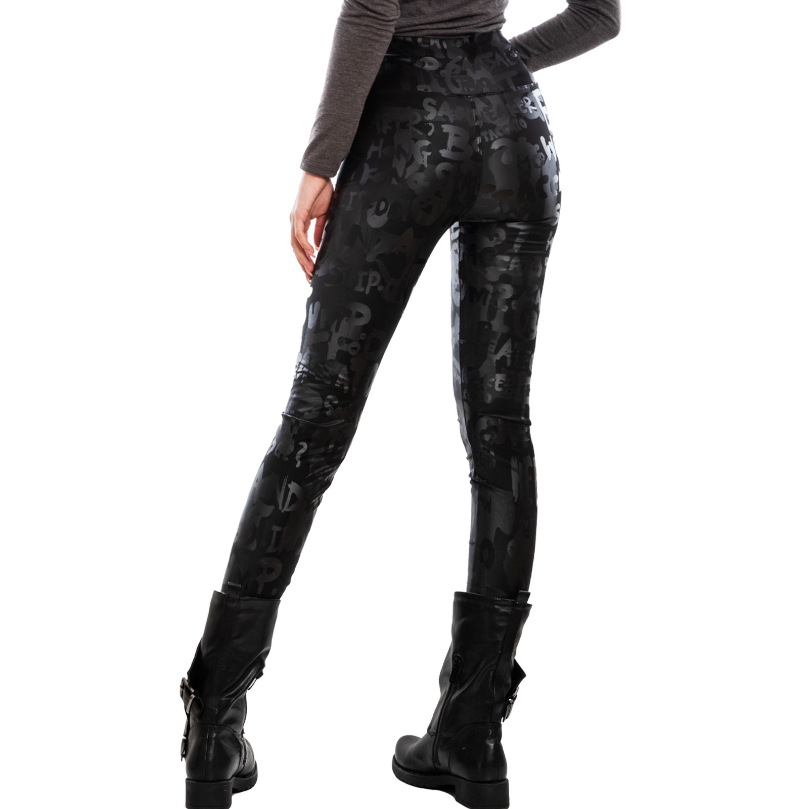 Pantaloni Donna Lucidi Felpati Leggings Vi-3094 — Toocool