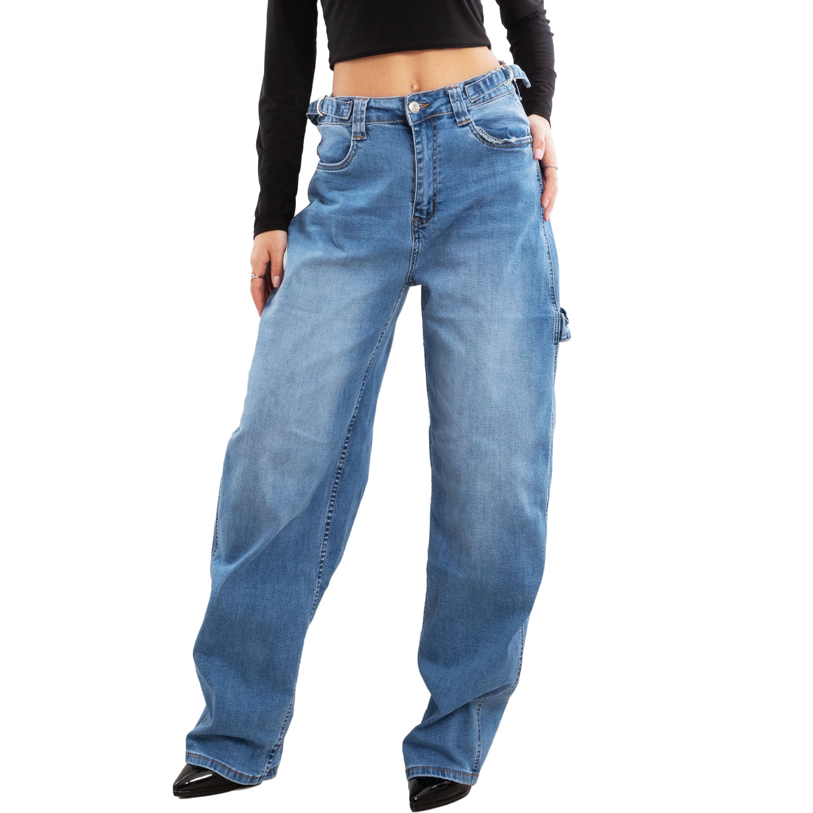 【KOOLOSET】Torck wide baggy denim Women's Baggy Wide Carpenter Jeans Casual Denim TOOCOOL VI