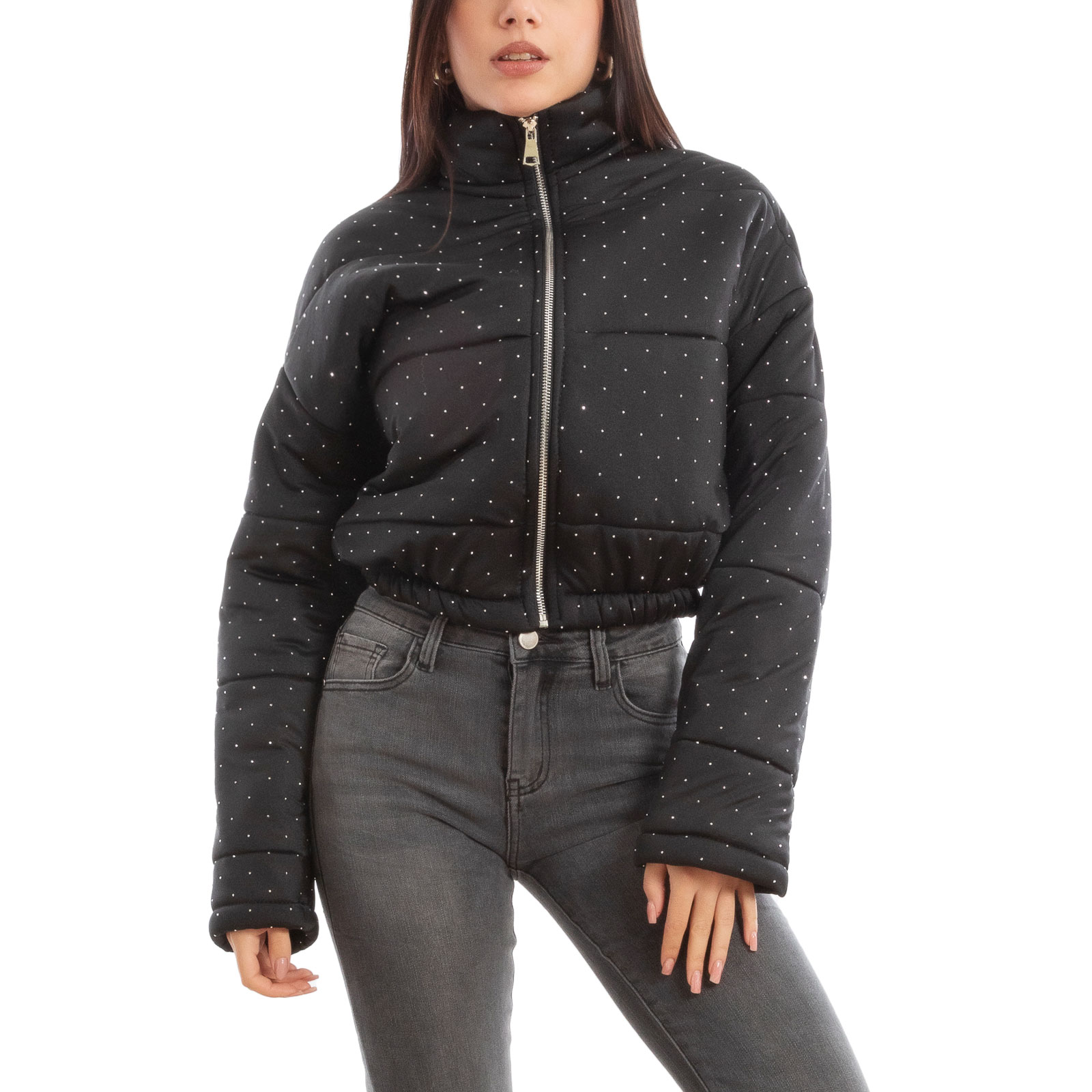 Giacca Invernale Corta Da Donna 3/4 Trapuntata | Calda Piumino Cropped Senza Pancia | Cappotto Con Cappuccio