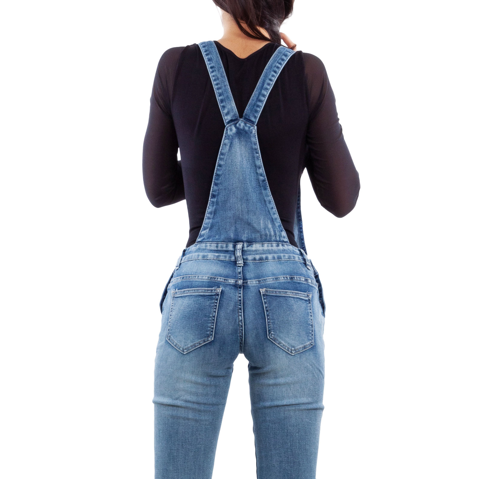 Tuta donna intera tutina jumpsuit overall jeans pantalone manica corta moda 0603