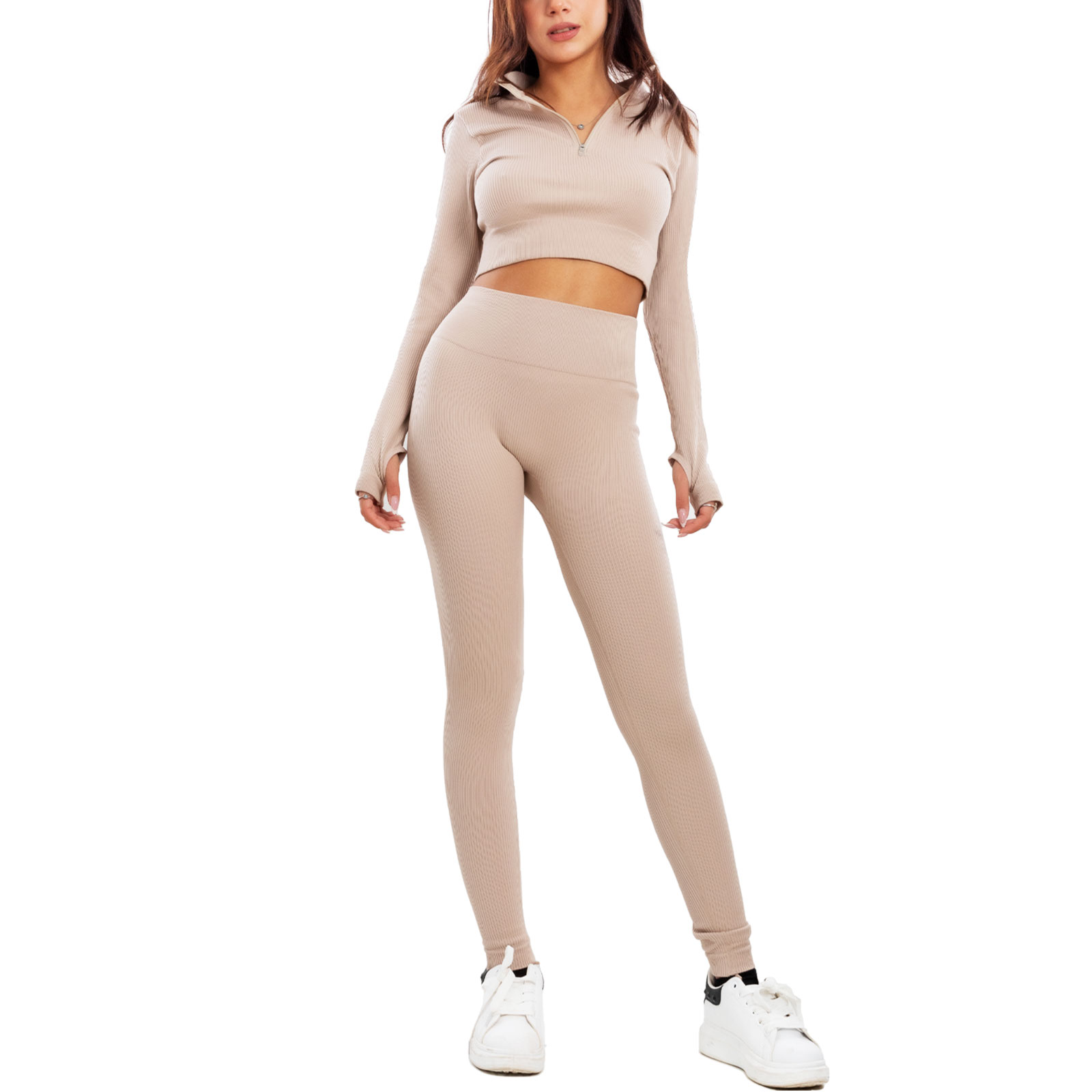 Completo sportivo donna tuta ginnastica vita alta pilates yoga TOOCOOL Y011 - Foto 25 di 29