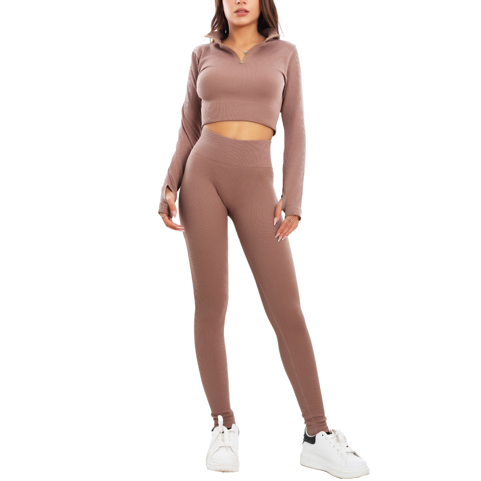 Completo sportivo donna tuta ginnastica vita alta pilates yoga TOOCOOL Y011 - Foto 18 di 29