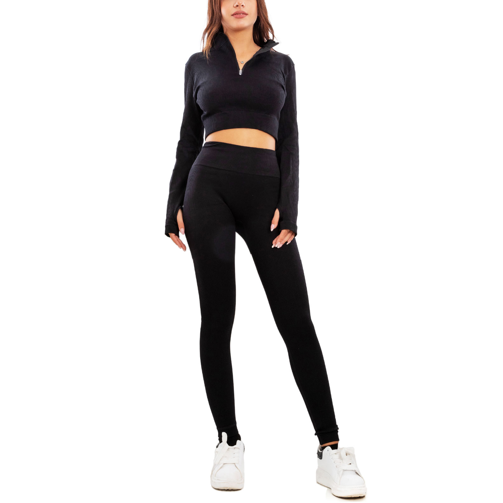 Completo sportivo donna tuta ginnastica vita alta pilates yoga TOOCOOL Y011 - Foto 14 di 29
