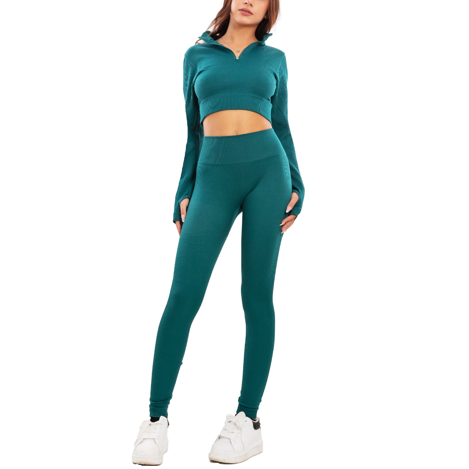 Completo sportivo donna tuta ginnastica vita alta pilates yoga TOOCOOL Y011 - Foto 2 di 29