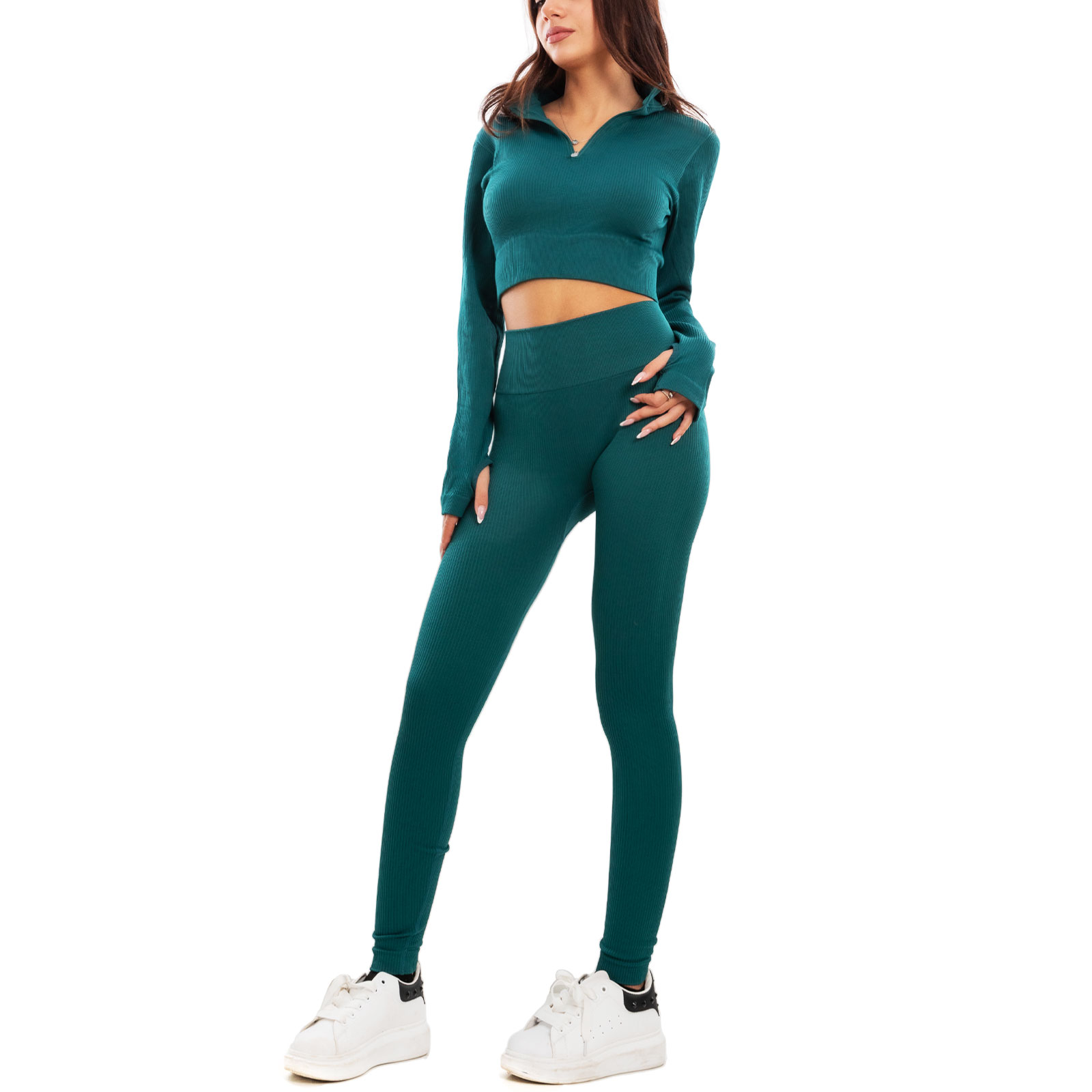 Completo sportivo donna tuta ginnastica vita alta pilates yoga TOOCOOL Y011 - Foto 4 di 29