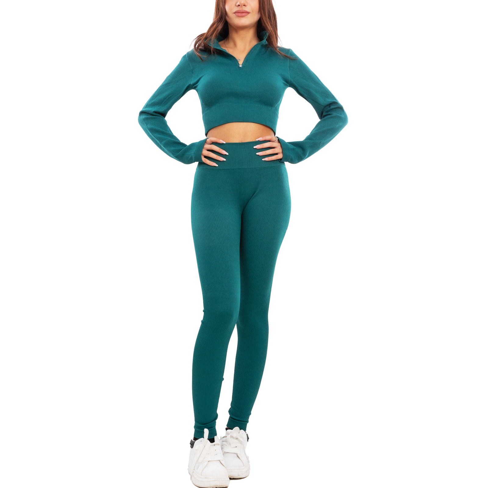 Completo sportivo donna tuta ginnastica vita alta pilates yoga TOOCOOL Y011 - Foto 6 di 29