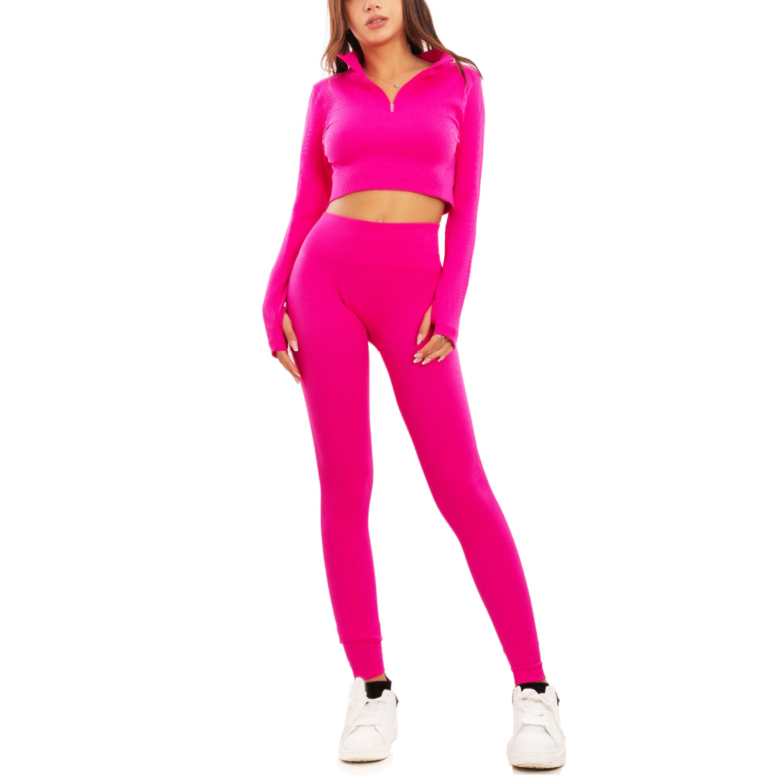 Completo sportivo donna tuta ginnastica vita alta pilates yoga TOOCOOL Y011 - Foto 9 di 29