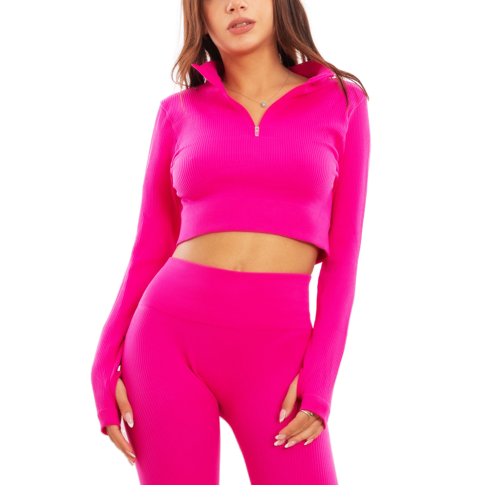 Completo sportivo donna tuta ginnastica vita alta pilates yoga TOOCOOL Y011 - Foto 10 di 29