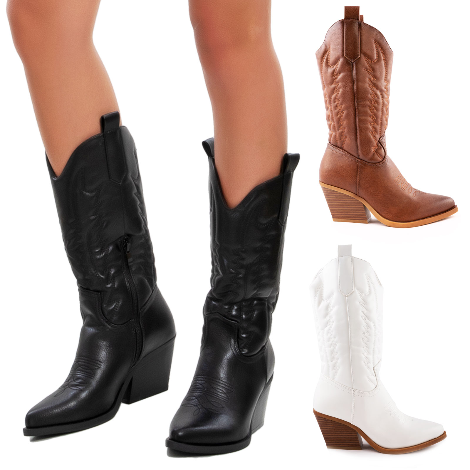 Stivali donna texani cowboy western camperos scarpe boots TOOCOOL