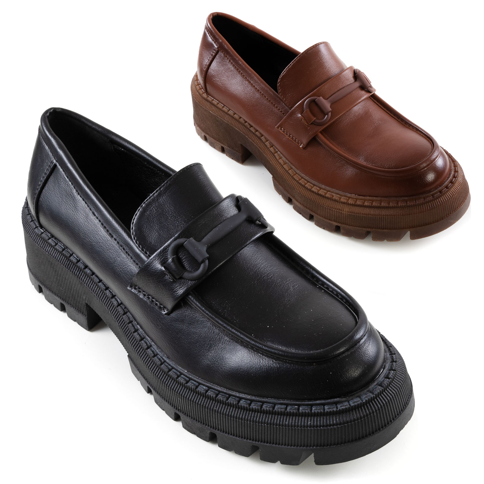 Scarpe donna college mocassino carrarmato casual fibbia TOOCOOL