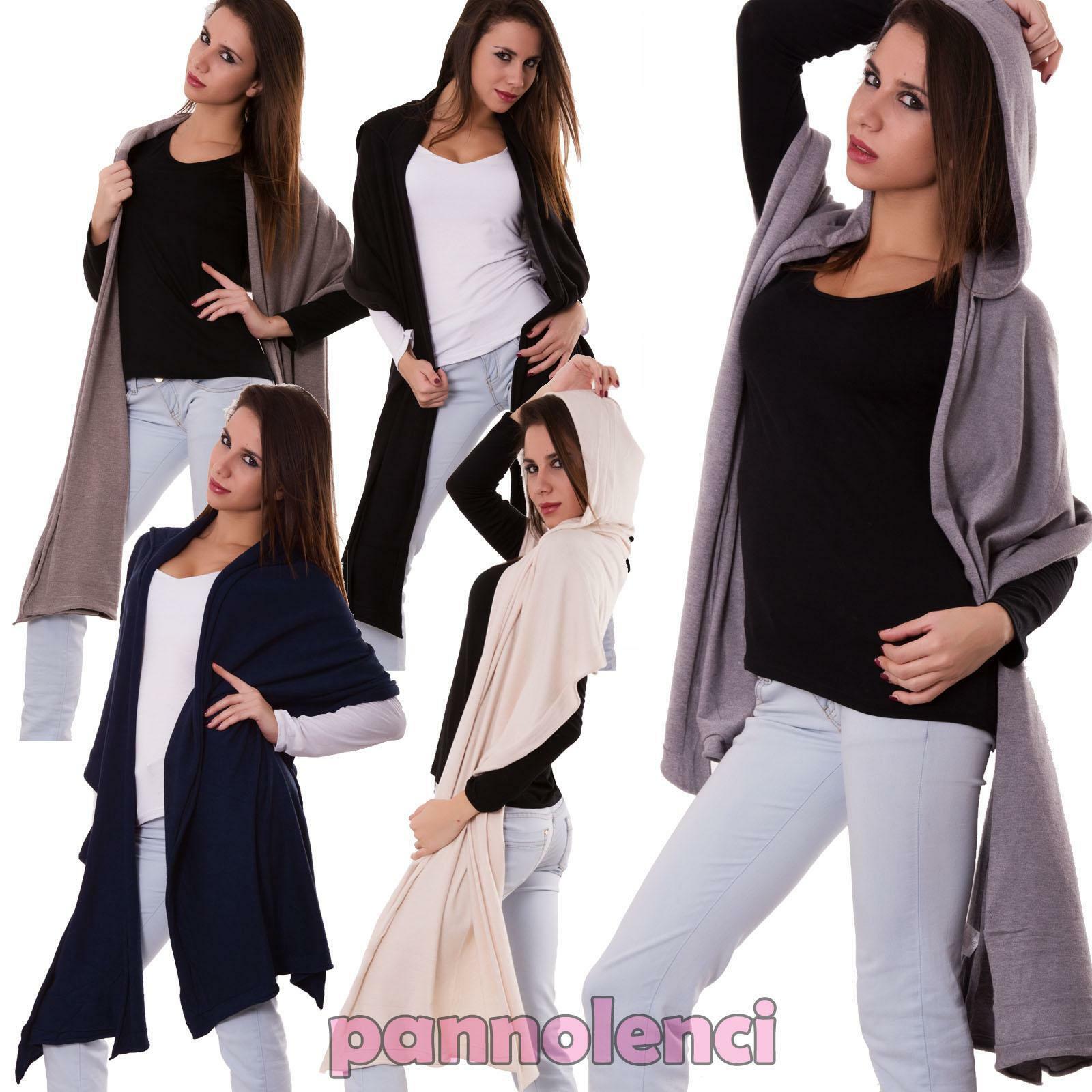 Coprispalle Donna Bolero Maglia Cappuccio Asimmetrico Lungo Pull Nuovo TR2375 - Foto 11
